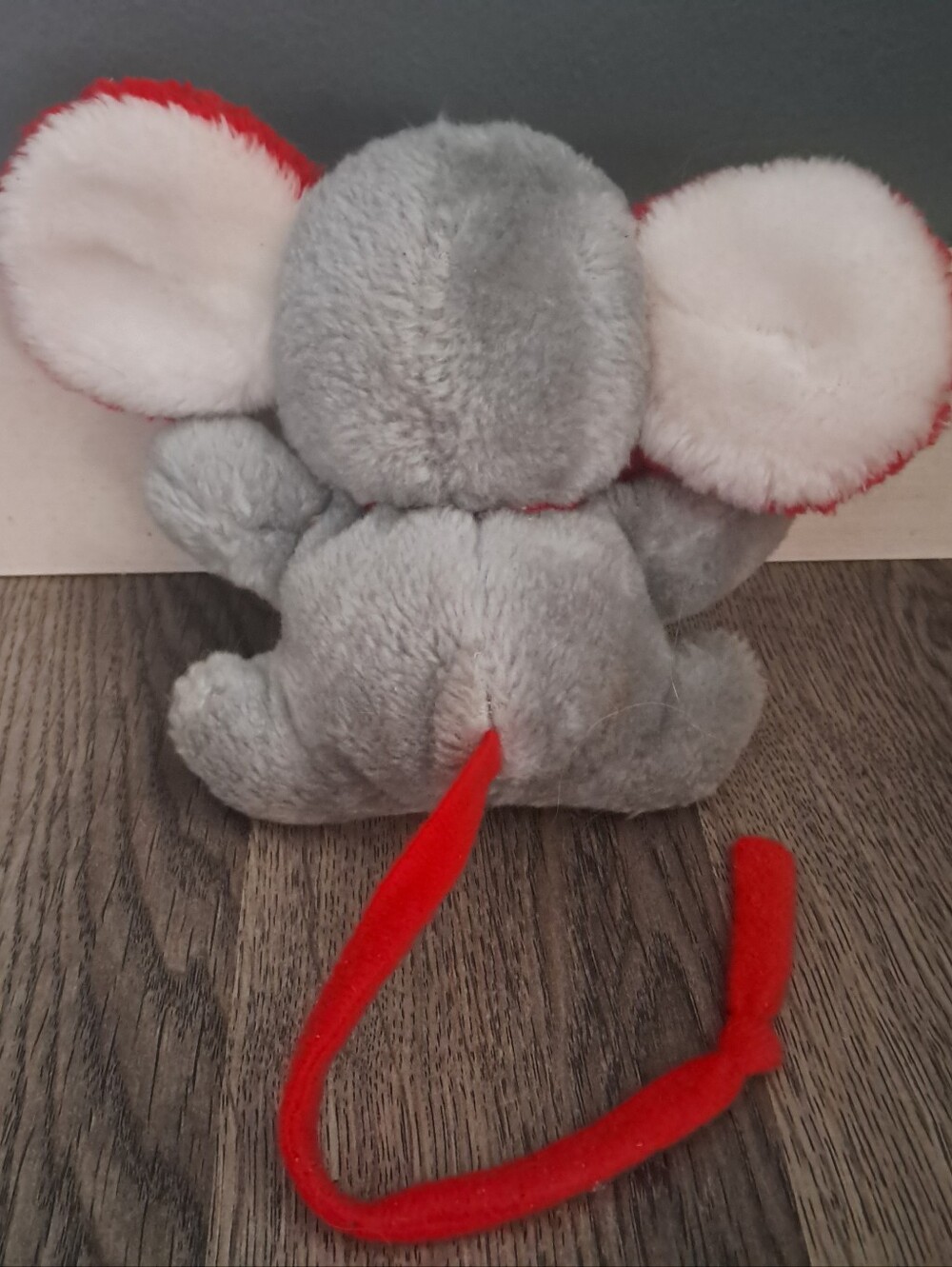 Vintage Russ Berrie STUFFY Christmas Mouse Plush Stuffed Animal Red Gray - Picture 2 of 4
